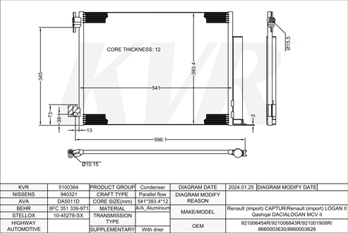 RENAULT HATCHBACK,2013- K9K 830 CONDENSER