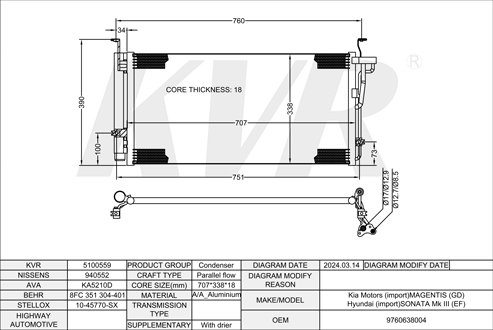 KIA SALOON,2001-05 G6BV CONDENSER