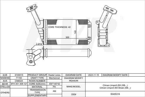 CITROEN HATCHBACK,1982-94 D2C (XU92C) HEATER