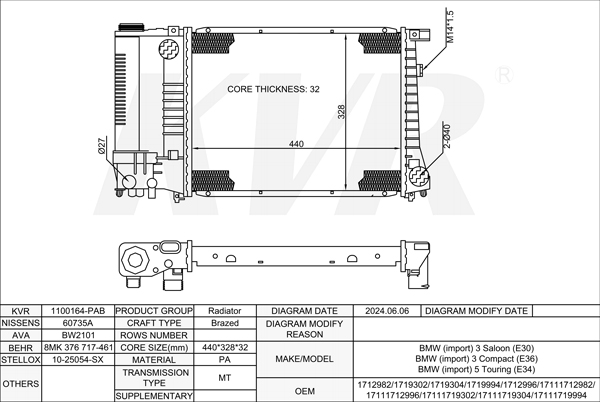 BMW SALOON,1982-92 M40 B18 (184E1) RADIATOR