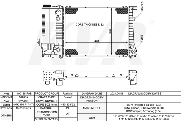 BMW SALOON,1982-92 M40 B18 (184E1) RADIATOR