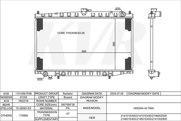 NISSAN,1993-97 RADIATOR