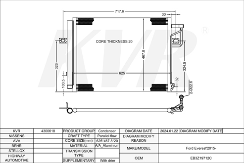 FORD SUV,2015- T22DD0P CONDENSER