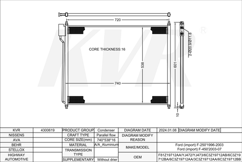 FORD PICKUP,1996-2003 99Z1 CONDENSER