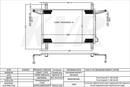 FORD,1994-98 CONDENSER