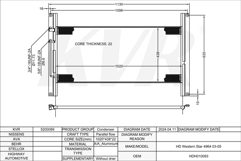 WESTERN STAR,2003-05 CONDENSER