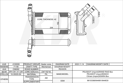 CITROEN BOX,2000-05 RHY (DW10TD) HEATER