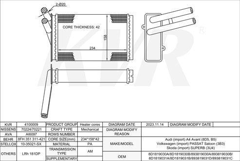 AUDI ESTATE,1994-2001 ABC HEATER