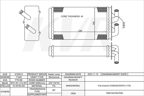 FIAT HATCHBACK,1991-99 176 B2.000 HEATER