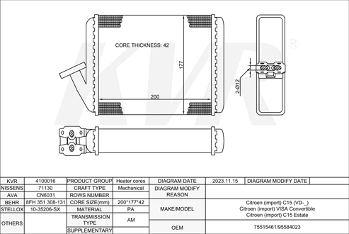 CITROEN BOX,1984-2005 150D (XY7) HEATER