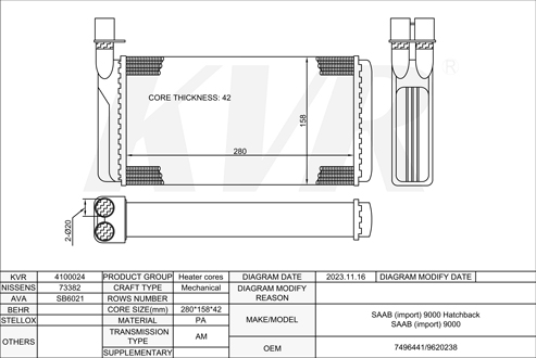 SAAB HATCHBACK,1984-98 B234I HEATER