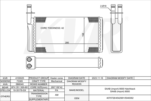 SAAB HATCHBACK,1984-98 B234R HEATER