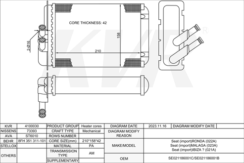 SEAT HATCHBACK,1998- L7X 762 HEATER