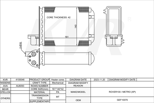 ROVER HATCHBACK,1989-98 14 K4F HEATER