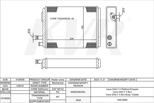 IVECO Platform/Chassis,1989-99 8140.47.2721 HEATER