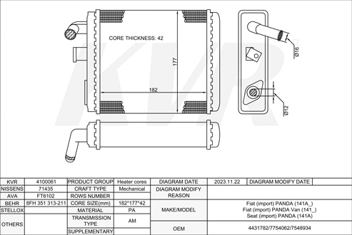 FIAT HATCHBACK,1998-2004 156 C.046 HEATER
