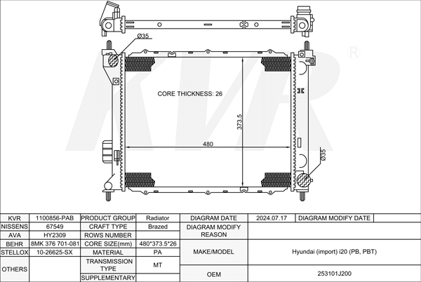 HYUNDAI HATCHBACK,2008- D4FB RADIATOR