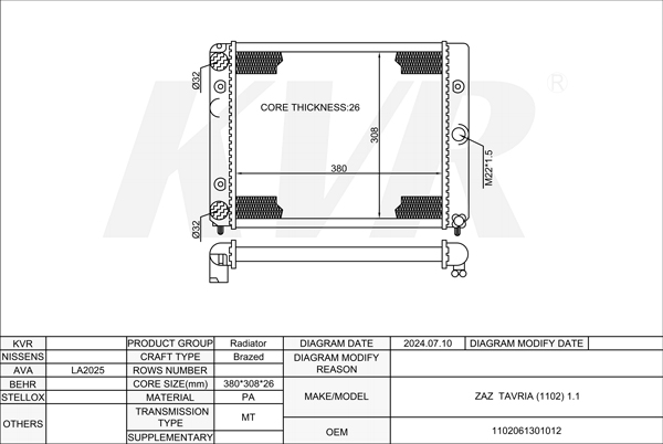 ZAZ HATCHBACK,2001-07 MeMZ-3071 RADIATOR