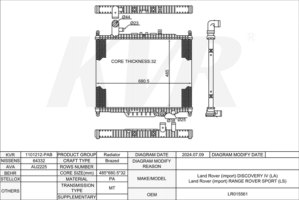 LAND ROVER Closed Off-Road Vehicle,2005-13 306DT RADIATOR