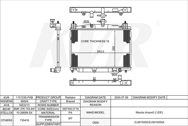 MAZDA HATCHBACK,2007-15 ZJ-VE RADIATOR