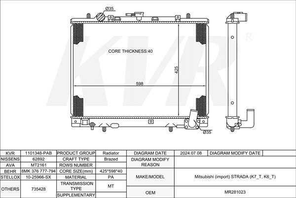 MITSUBISHI PICKUP,1996-2007 4D56 TD RADIATOR