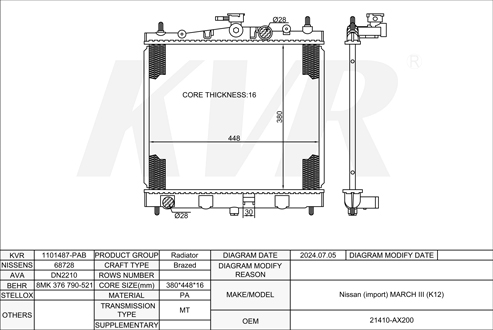 NISSAN HATCHBACK,2003-10 CR12DE RADIATOR