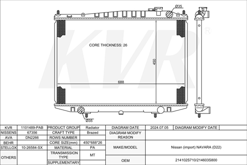 NISSAN PICKUP,1997- TD25TI RADIATOR