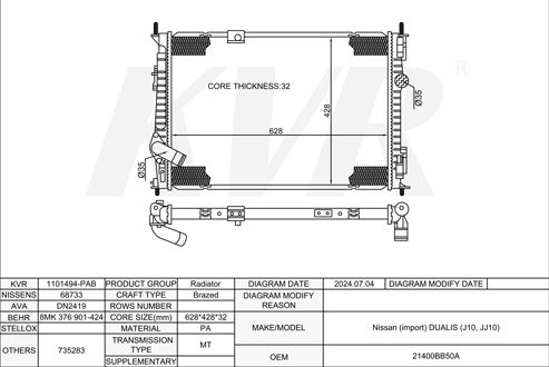 NISSAN Closed Off-Road Vehicle,2007- R9M RADIATOR