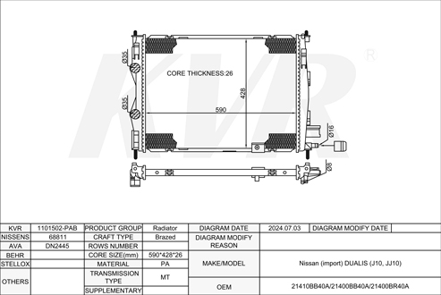 NISSAN Closed Off-Road Vehicle,2007- M9R RADIATOR