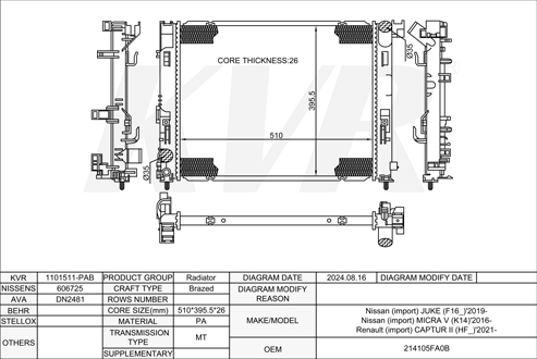 NISSAN SUV,2019- HR10DDT RADIATOR