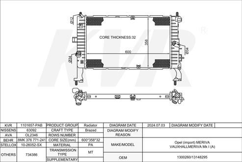 OPEL MPV,2003-10 Z 17 DTH RADIATOR