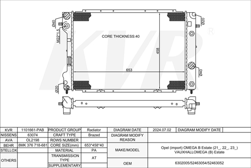 OPEL ESTATE,1994-2003 X 25 TD RADIATOR