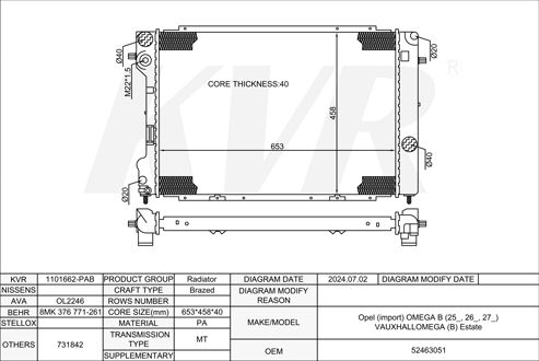 OPEL SALOON,1994-2003 X 25 TD RADIATOR