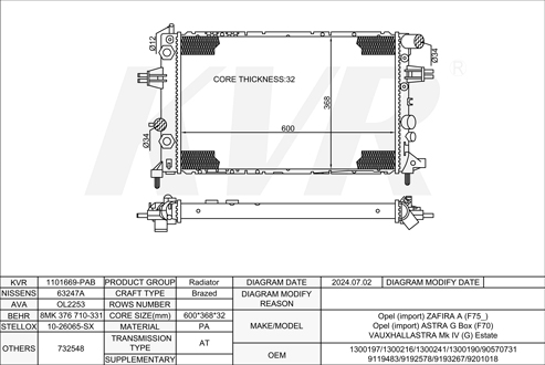 OPEL MPV,1999-2005 X 20 DTL RADIATOR