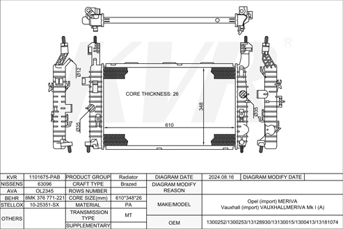 OPEL MPV,2003-10 Z 14 XEP RADIATOR
