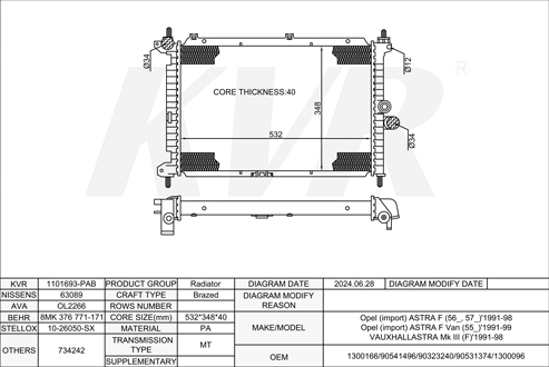 OPEL SALOON,1991-98 X 17 DT (TC4EE1) RADIATOR