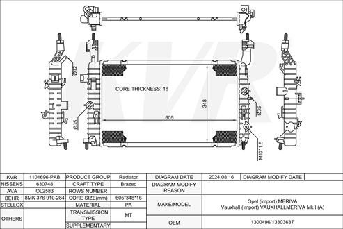OPEL MPV,2003-10 Z 14 XEP RADIATOR