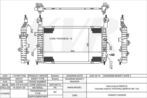OPEL MPV,2003-10 Z 16 XEP RADIATOR