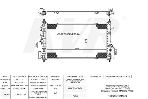 OPEL HATCHBACK,2008- A 20 DTH RADIATOR
