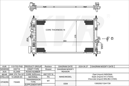 OPEL HATCHBACK,2008- A 16 LET RADIATOR