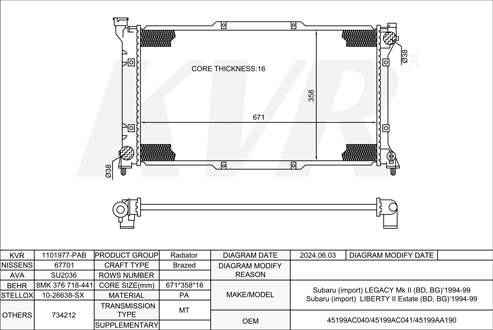 SUBARU SALOON,1994-99 EJ22 EMPI RADIATOR