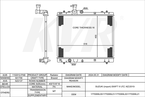 SUZUKI HATCHBACK,2010- K12B RADIATOR