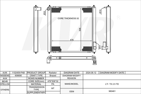 LTI HATCHBACK,2006- R 425 DOHC RADIATOR