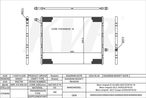 BENZ SALOON,2016-19 M 274.920 RADIATOR