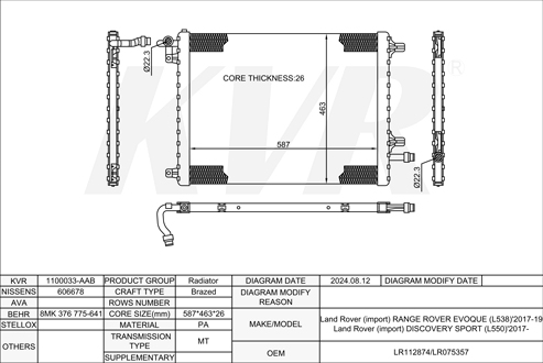 LAND RONER SUV,2017- PT204(AJ20P4) RADIATOR