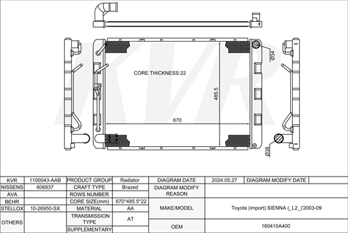 TOYOTA MPV,2003-09 3MZ-FE RADIATOR