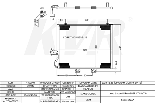 JEEP Closed Off-Road Vehicle,1996-2008 S01 CONDENSER