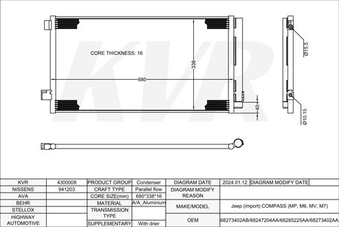 JEEP SUV,2016- 552 63 088 CONDENSER