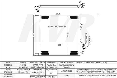 BENZ COUPE,1998-2004 OM 660.940 CONDENSER