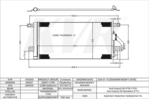 AUDI SUV,2016- DTPA CONDENSER